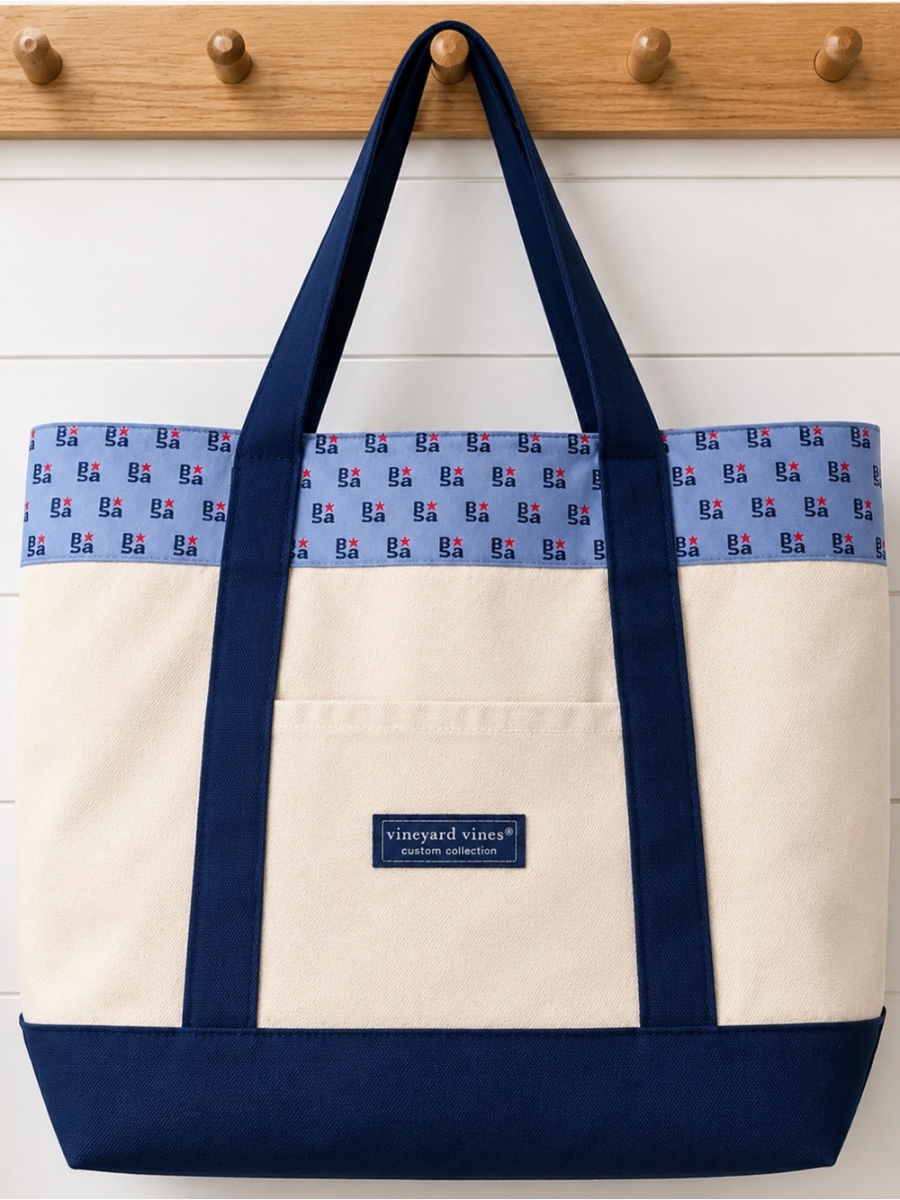 Vineyard Vines Custom Collection Canvas Tote Bag BSA Blue USA Large Carryall